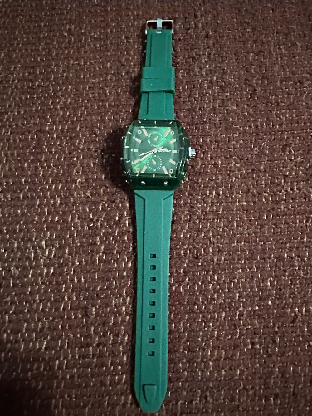 Green Silicone Men's Watch - with gold accents.